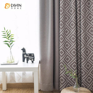 DIHIN HOME Modern Geometric Curtain,Blackout Curtains Grommet Window Curtain for Living Room ,52x63-inch,1 Panel