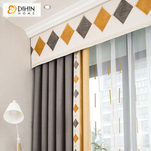 DIHIN HOME Modern Geometric Curtain With Valance,Blackout Curtains Grommet Window Curtain for Living Room ,52x84-inch,1 Panel