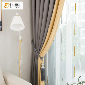 DIHIN HOME Modern Geometric Curtain With Valance,Blackout Curtains Grommet Window Curtain for Living Room ,52x84-inch,1 Panel