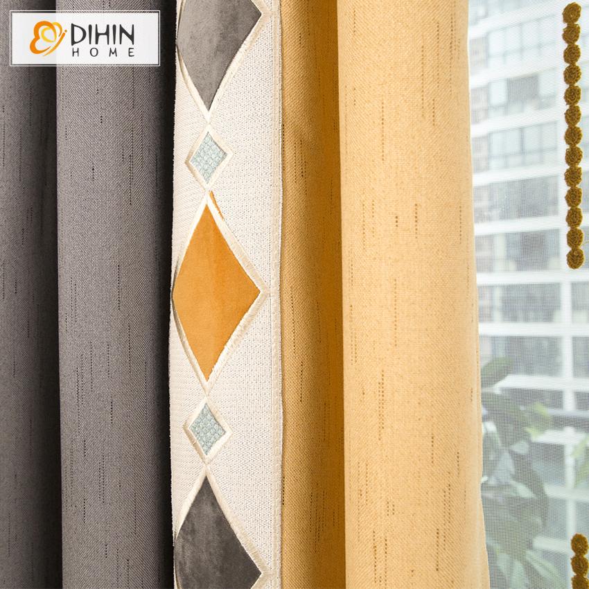 DIHIN HOME Modern Geometric Curtain With Valance,Blackout Curtains Grommet Window Curtain for Living Room ,52x84-inch,1 Panel