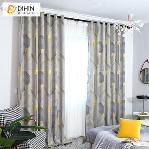 DIHIN HOME Modern Geometric Curtains,Blackout Grommet Window Curtain for Living Room ,52x63-inch,1 Panel