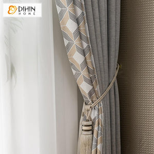 DIHIN HOME Modern Geometric Curtains ,Blackout Grommet Window Curtain for Living Room ,52x63-inch,1 Panel