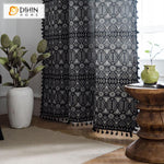 DIHIN HOME Modern Geometric Curtains With Lace ,Blackout Grommet Window Curtain for Living Room ,52x63-inch,1 Panel