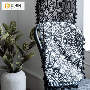 DIHIN HOME Modern Geometric Curtains With Lace ,Blackout Grommet Window Curtain for Living Room ,52x63-inch,1 Panel