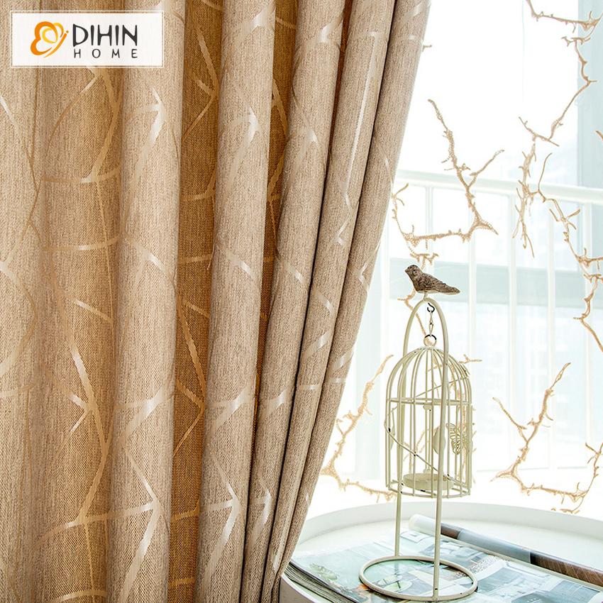 DIHIN HOME Modern Geometric Embroidered Curtains,Blackout Grommet Window Curtain for Living Room ,52x63-inch,1 Panel