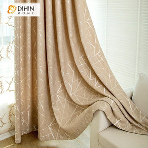 DIHIN HOME Modern Geometric Embroidered Curtains,Blackout Grommet Window Curtain for Living Room ,52x63-inch,1 Panel