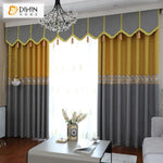 DIHIN HOME Modern Geometric Grey and Yellow Printed Curtain With Valance ,Blackout Curtains Grommet Window Curtain for Living Room ,52x84-inch,1 Panel