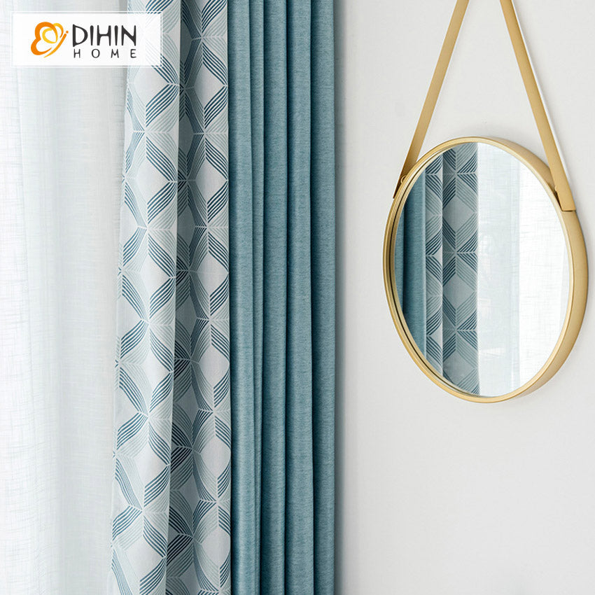 DIHINHOME Home Textile Modern Curtain DIHIN HOME Modern Geometric Pattern,Blackout Grommet Window Curtain for Living Room ,52x63-inch,1 Panel