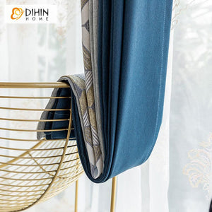 DIHIN HOME Modern Geometric Shape Printed Curtain With Valance ,Blackout Curtains Grommet Window Curtain for Living Room ,52x84-inch,1 Panel