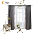 DIHINHOME Home Textile Modern Curtain DIHIN HOME Modern Geometric Spliced Curtains，Blackout Grommet Window Curtain for Living Room ,52x63-inch,1 Panel