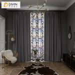 DIHINHOME Home Textile Modern Curtain DIHIN HOME Modern Geometric Spliced Curtains，Blackout Grommet Window Curtain for Living Room ,52x63-inch,1 Panel