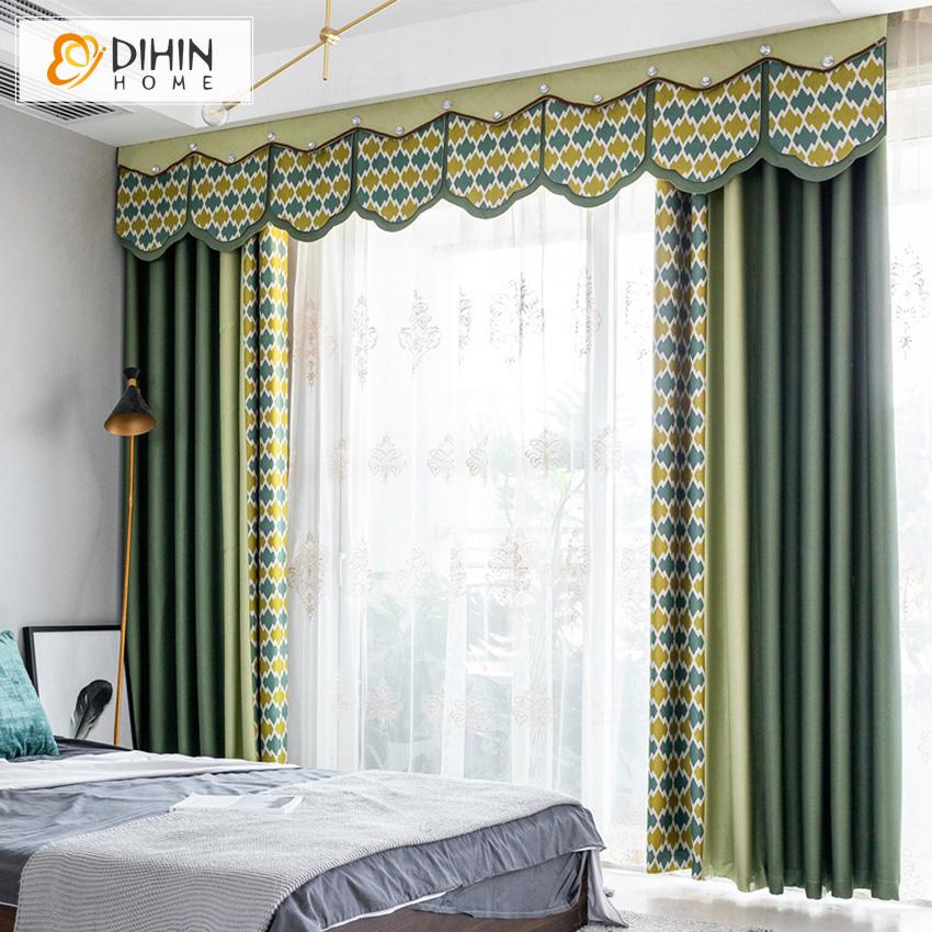 DIHINHOME Home Textile Modern Curtain DIHIN HOME Modern Geometric Splices Blackout Curtain High Quality Valance,Blackout Curtains Grommet Window Curtain for Living Room ,52x84-inch,1 Panel Roman Shades Window Curtains Curtains Window Blinds Curtains Drapes