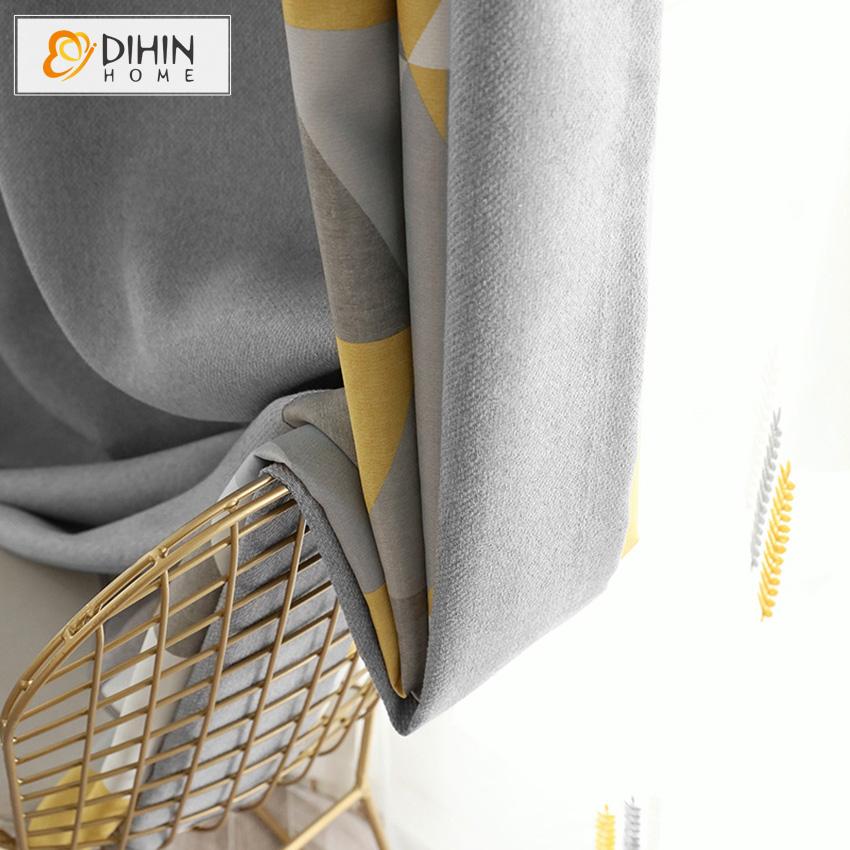 DIHIN HOME Modern Geometric Triangle Printed,Blackout Grommet Window Curtain for Living Room ,52x63-inch,1 Panel