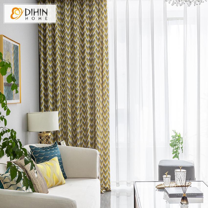 DIHIN HOME Modern Geometric Waves Blackout Curtains ,Blackout Grommet Window Curtain for Living Room ,52x63-inch,1 Panel