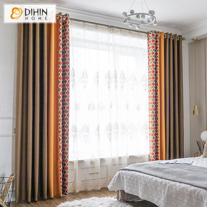 DIHIN HOME Modern GeometricSpliced,Blackout Grommet Window Curtain for Living Room ,52x63-inch,1 Panel