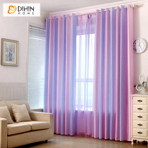 DIHINHOME Home Textile Modern Curtain DIHIN HOME Modern Gradient Stripes Printed,Half Blackout Grommet Window Curtain for Living Room ,52x63-inch,1 Panel