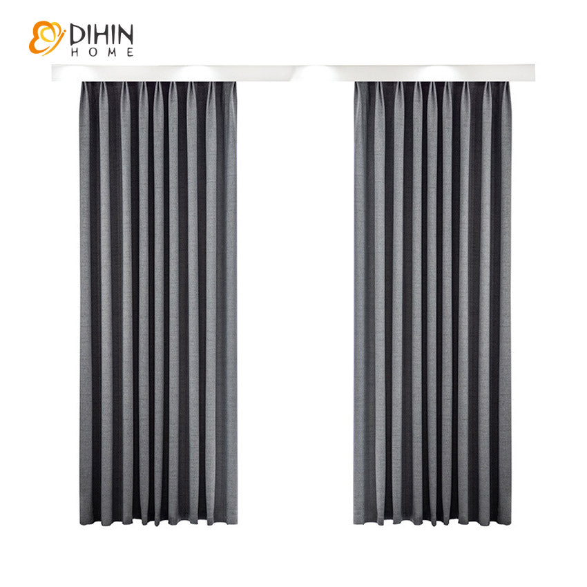 DIHINHOME Home Textile Modern Curtain DIHIN HOME Modern Gray Cotton Linen Blackout Curtains,Grommet Window Curtain for Living Room ,52x63-inch,1 Panel