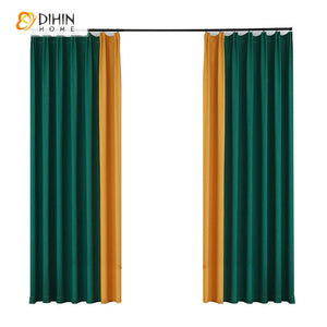 DIHINHOME Home Textile Modern Curtain DIHIN HOME Modern Green and Yellow Color Jacquard,Blackout Grommet Window Curtain for Living Room ,52x63-inch,1 Panel