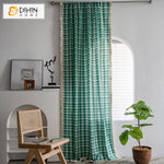 DIHINHOME Home Textile Modern Curtain DIHIN HOME Modern Green Small Plaid,Blackout Grommet Window Curtain for Living Room ,52x63-inch,1 Panel