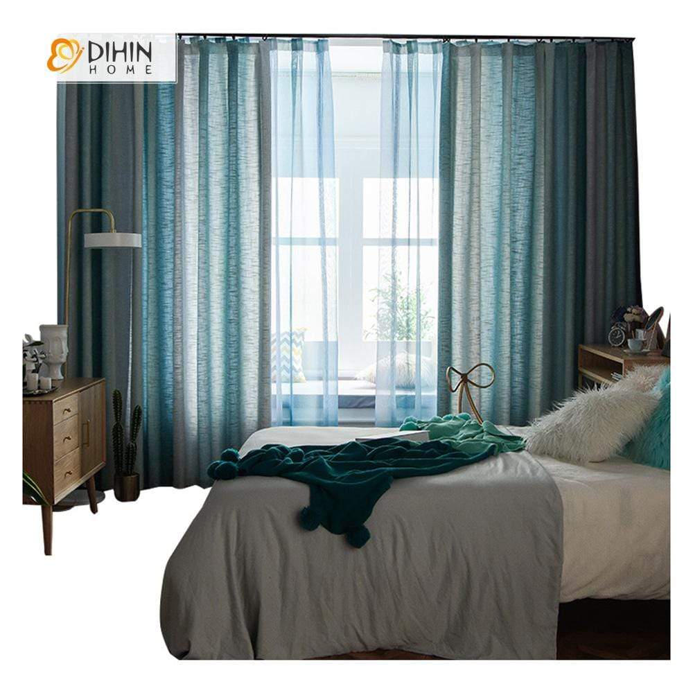 DIHINHOME Home Textile Modern Curtain DIHIN HOME Modern Green Stripes Curtains，Blackout Grommet Window Curtain for Living Room ,52x63-inch,1 Panel