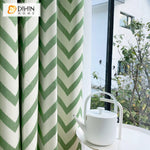 DIHINHOME Home Textile Modern Curtain DIHIN HOME Modern Green Strips Jacquard,Blackout Grommet Window Curtain for Living Room