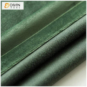 DIHINHOME Home Textile Modern Curtain DIHIN HOME Modern Green Velvet Curtains ,Blackout Grommet Window Curtain for Living Room ,52x63-inch,1 Panel