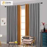 DIHIN HOME Modern Grey and Orange Cotton Linen,Blackout Curtains Grommet Window Curtain for Living Room,52x63-inch,1 Panel