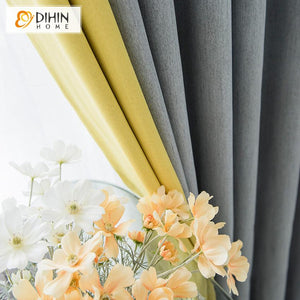 DIHIN HOME Modern Grey and Yellow High Quality Valance ,Blackout Curtains Grommet Window Curtain for Living Room ,52x84-inch,1 Panel