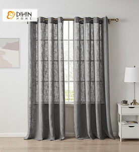 DIHIN HOME Modern Grey Color Fabric,Blackout Grommet Window Curtain for Living Room ,52x63-inch,1 Panel