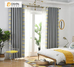 DIHIN HOME Modern Grey Color Geometric Waves Printed,Blackout Grommet Window Curtain for Living Room ,52x63-inch,1 Panel