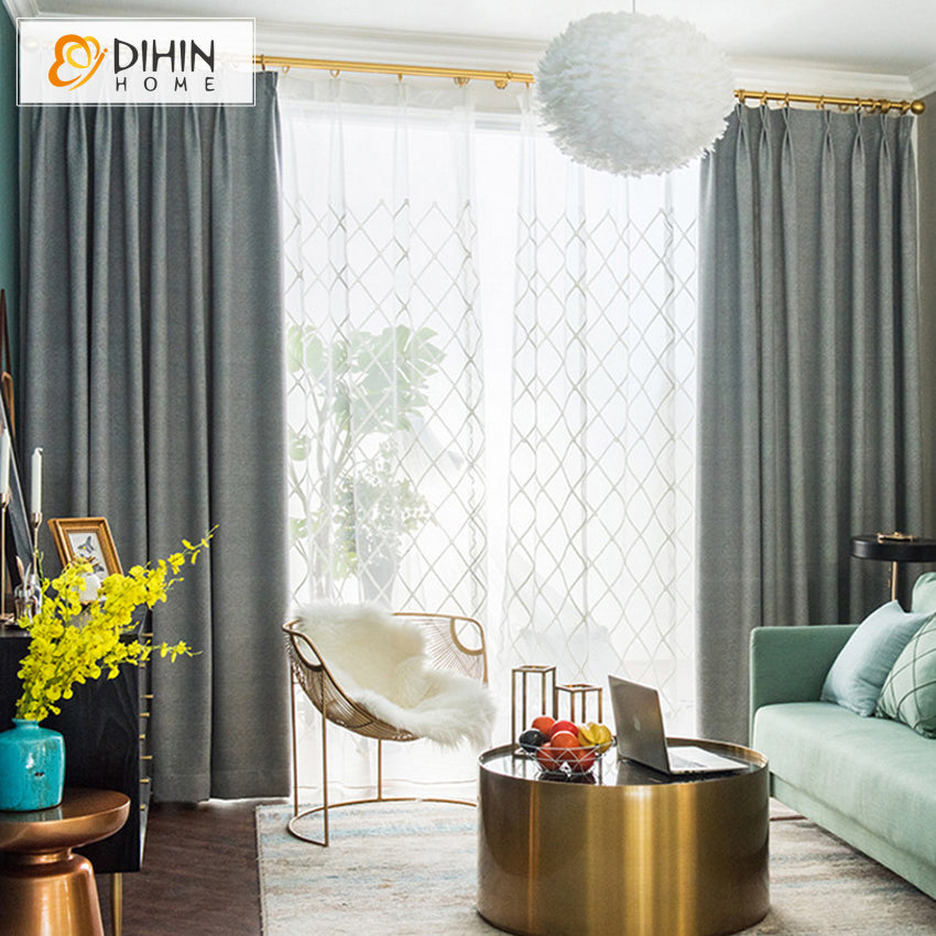 DIHIN HOME Modern Grey Color Thick Fabric,Blackout Curtains Grommet Window Curtain for Living Room ,52x84-inch,1 Panel