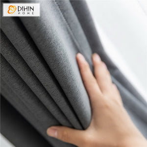 DIHINHOME Home Textile Modern Curtain DIHIN HOME Modern Grey Color Thickening Cotton Linen,Blackout Grommet Window Curtain for Living Room ,52x63-inch,1 Panel