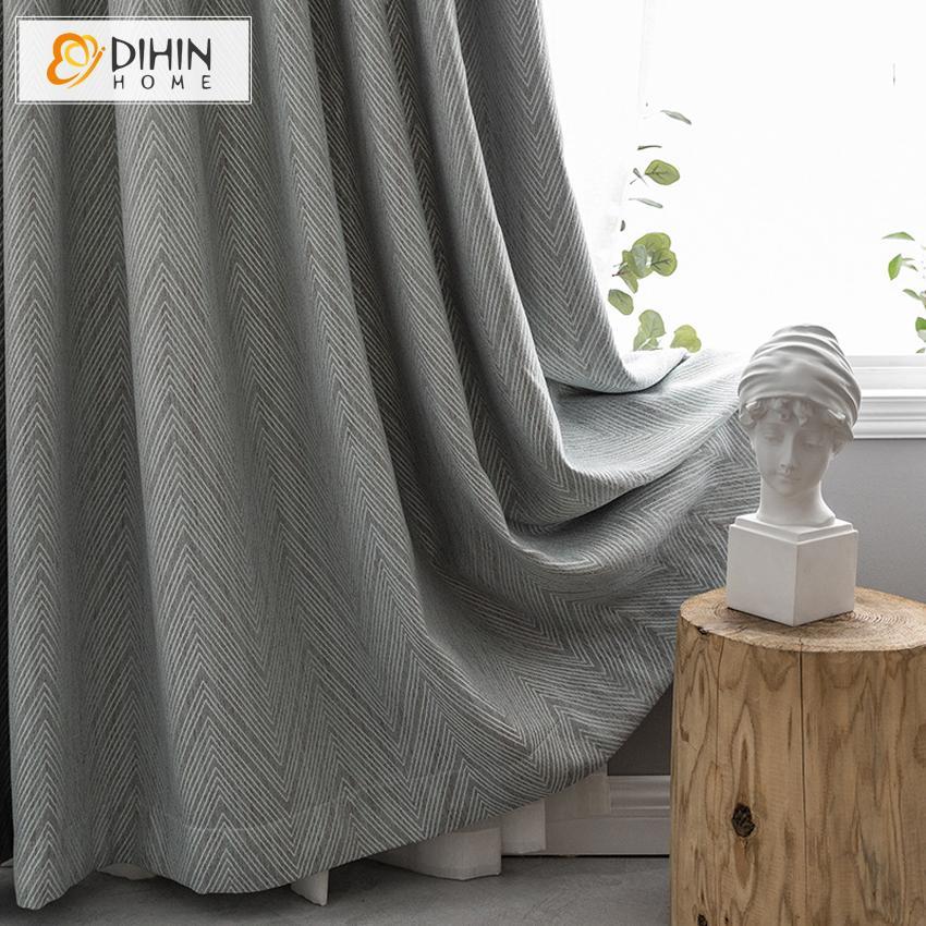 DIHIN HOME Modern Grey Diagonal Stripe Window Curtains ,Blackout Grommet Window Curtain for Living Room ,52x63-inch,1 Panel