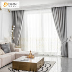 DIHINHOME Home Textile Modern Curtain DIHIN HOME Modern Grey Jacquard Curtains,Grommet Window Curtain for Living Room ,52x63-inch,1 Panel