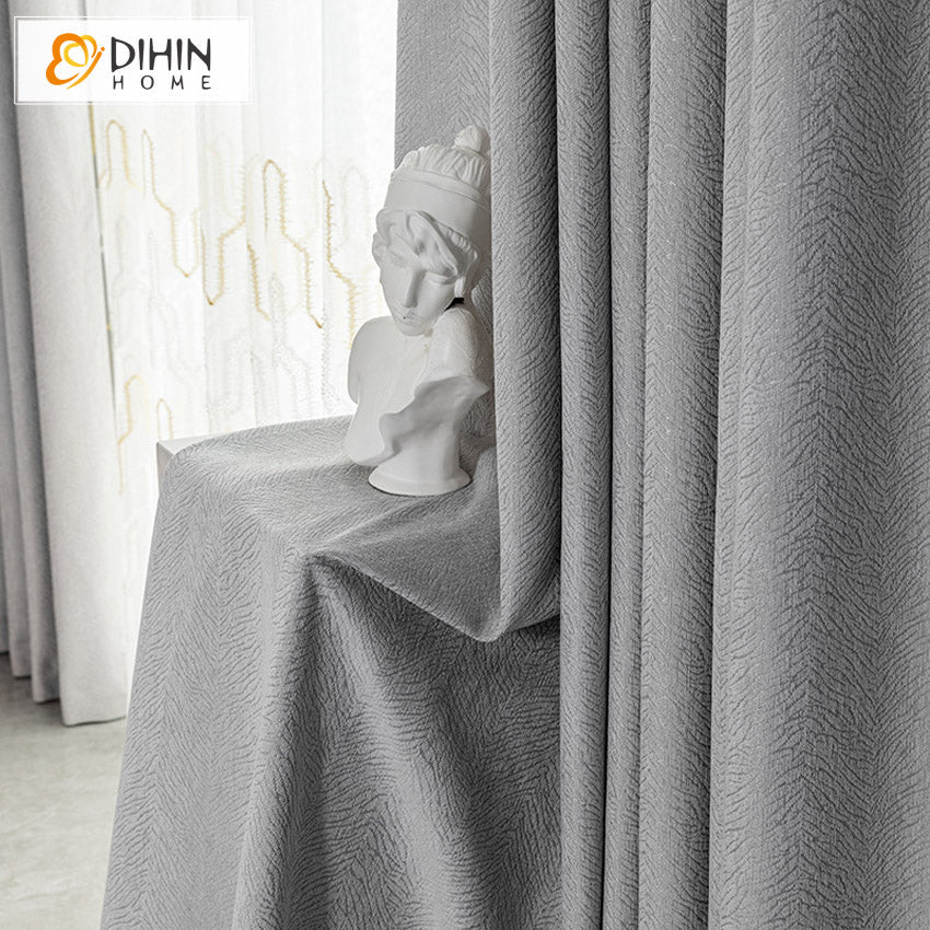 DIHIN HOME Modern Grey Jacquard Curtains,Grommet Window Curtain for Living Room ,52x63-inch,1 Panel