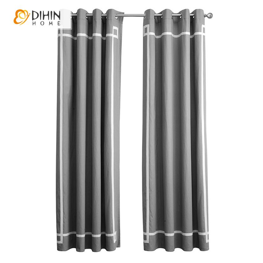 DIHIN HOME Modern Grey Striped Curtains,Blackout Grommet Window Curtain for Living Room ,52x63-inch,1 Panel