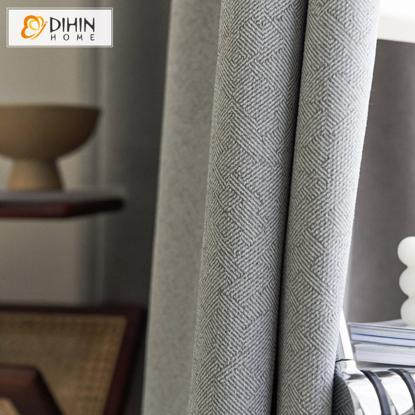 DIHINHOME Home Textile Modern Curtain DIHIN HOME Modern Grey Thickening Embossed,Blackout Grommet Window Curtain for Living Room ,52x63-inch,1 Panel