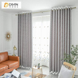 DIHINHOME Home Textile Modern Curtain DIHIN HOME Modern Grey Wave Curtains，Blackout Grommet Window Curtain for Living Room ,52x63-inch,1 Panel