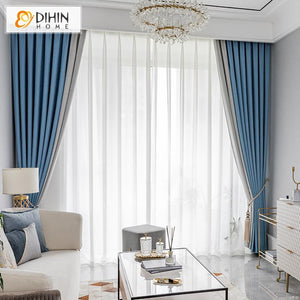 DIHIN HOME Modern Healthy Light Grey and Blue Color Printed,Blackout Curtains Grommet Window Curtain for Living Room ,52x63-inch,1 Panel