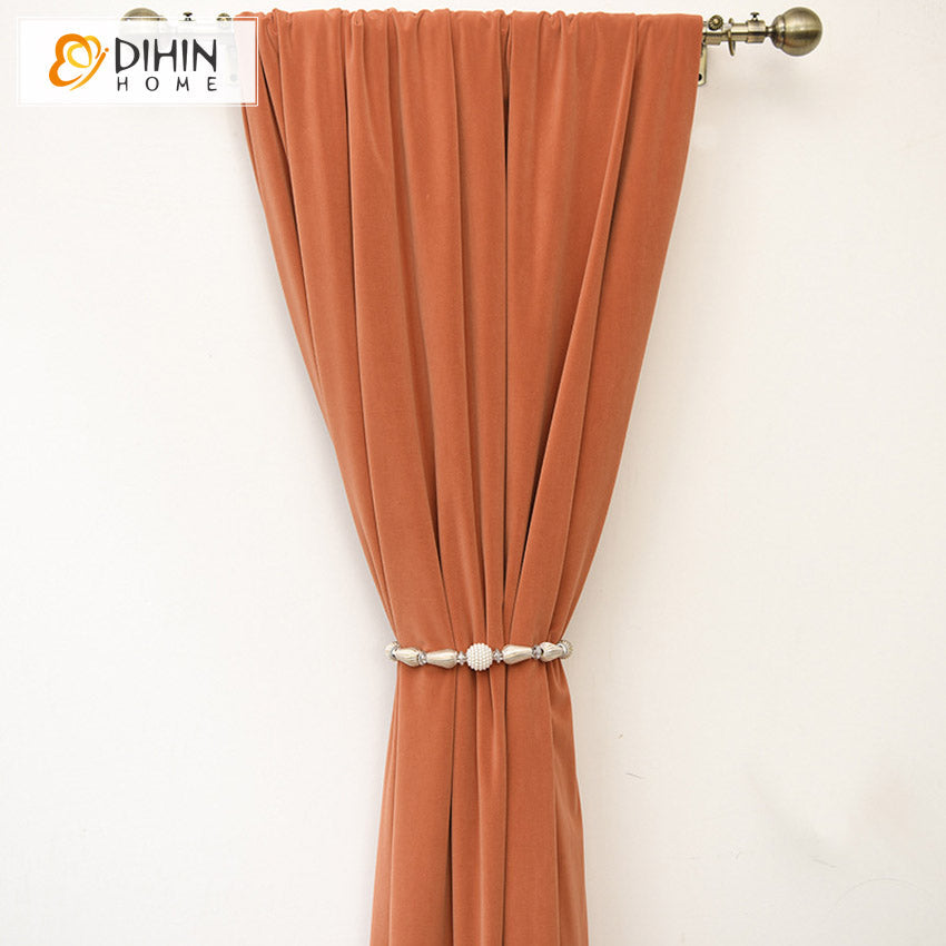 DIHINHOME Home Textile Modern Curtain DIHIN HOME Modern Hermes Orange,Blackout Curtains Grommet Window Curtain for Living Room ,52x63-inch,1 Panel