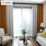 DIHIN HOME Modern High Blackout Spliced Curtains，Blackout Grommet Window Curtain for Living Room ,52x63-inch,1 Panel