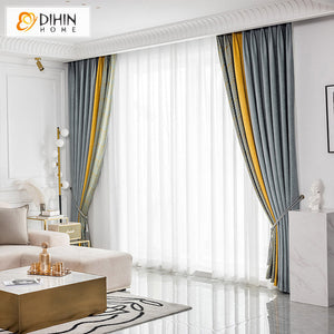 DIHIN HOME Modern High-end Splicing Curtains,Grommet Window Curtain for Living Room ,52x63-inch,1 Panel