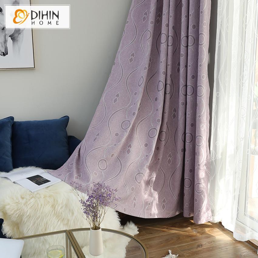 DIHIN HOME Modern High Quality Circle and Geometry Window Shade ,Cotton / Linen,Blackout Grommet Window Curtain for Living Room ,52x63-inch,1 Panel