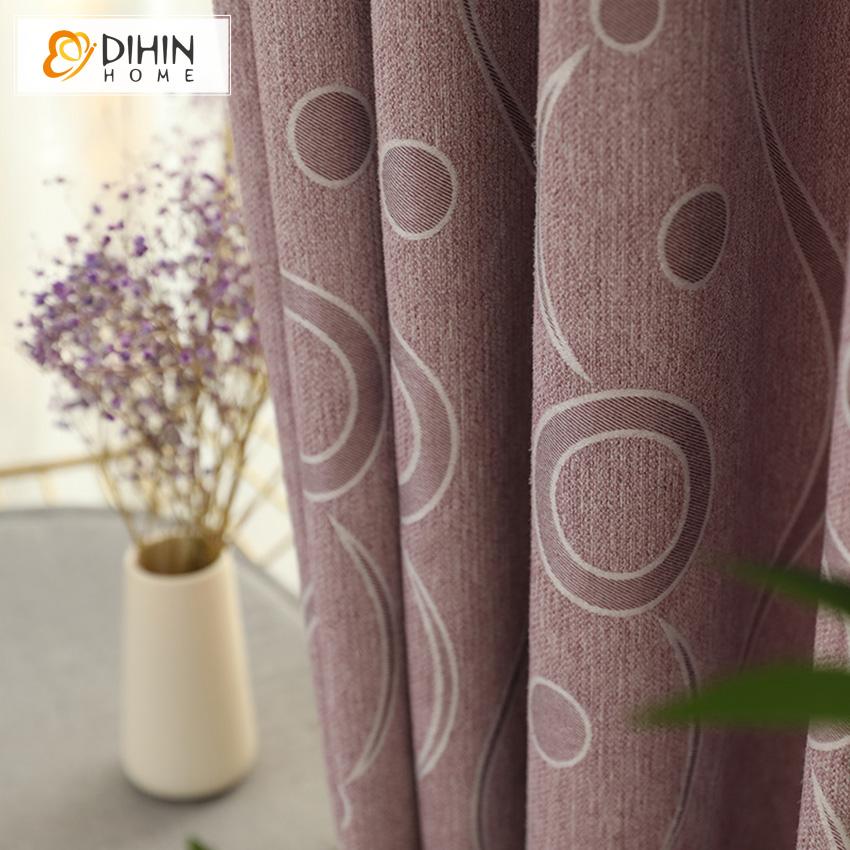 DIHIN HOME Modern High Quality Circle and Geometry Window Shade ,Cotton / Linen,Blackout Grommet Window Curtain for Living Room ,52x63-inch,1 Panel