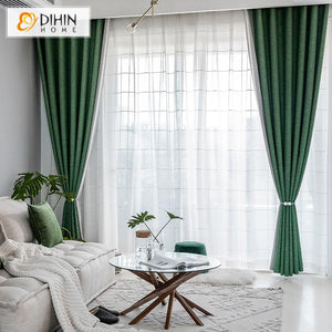 DIHINHOME Home Textile Modern Curtain DIHIN HOME Modern High Quality Green and Grey Jacquard,Blackout Grommet Window Curtain for Living Room ,52x63-inch,1 Panel