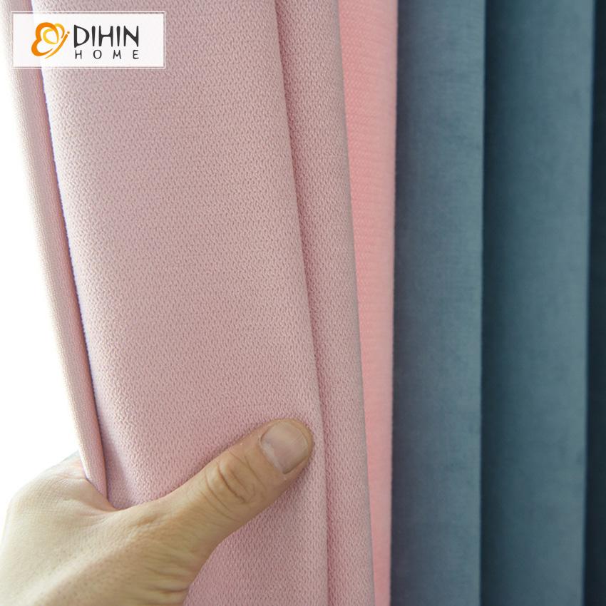 DIHIN HOME Modern High Quality Soft Feeling Pink and Blue Printed,Blackout Grommet Window Curtain for Living Room ,52x63-inch,1 Panel