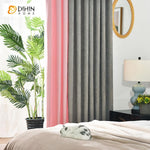 DIHIN HOME Modern High Quality Soft Feeling Pink and Grey Printed,Blackout Grommet Window Curtain for Living Room ,52x63-inch,1 Panel