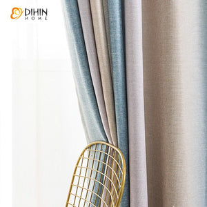 DIHIN HOME Modern High Quality Striped Curtains ,Cotton Linen ,Blackout Grommet Window Curtain for Living Room ,52x63-inch,1 Panel