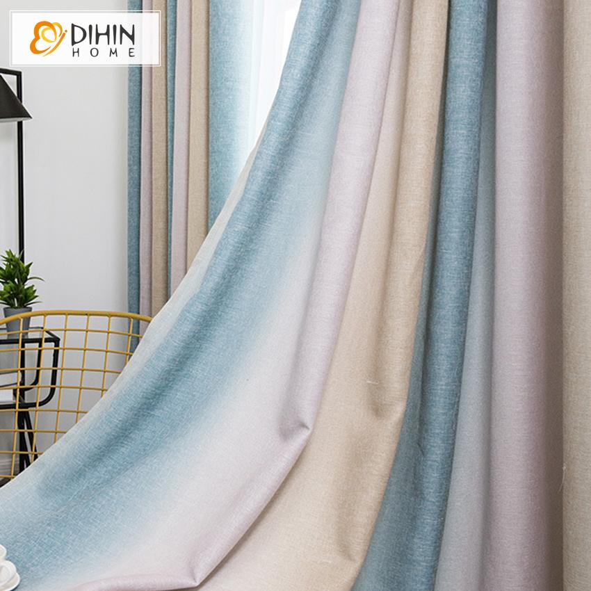 DIHIN HOME Modern High Quality Striped Curtains ,Cotton Linen ,Blackout Grommet Window Curtain for Living Room ,52x63-inch,1 Panel