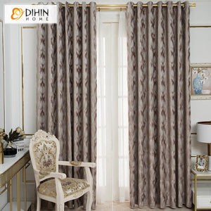 DIHINHOME Home Textile Modern Curtain DIHIN HOME Modern High Quality Thickness Abstract Waves Coffee Color Curtains,Blackout Grommet Window Curtain for Living Room ,52x63-inch,1 Panel